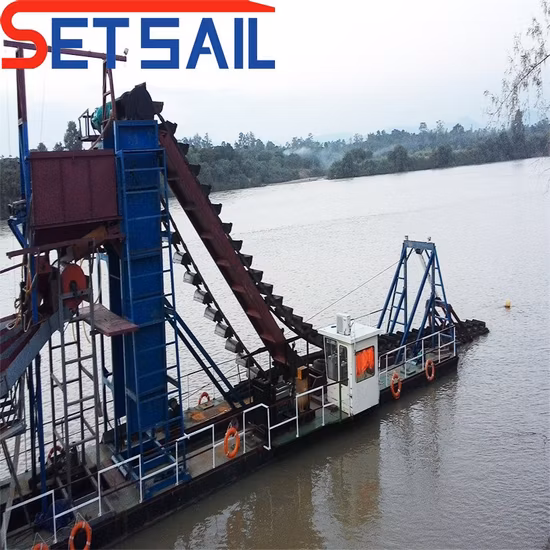 Extract Rvier Gold and Diamond Mining Dredger with Bucket Chain